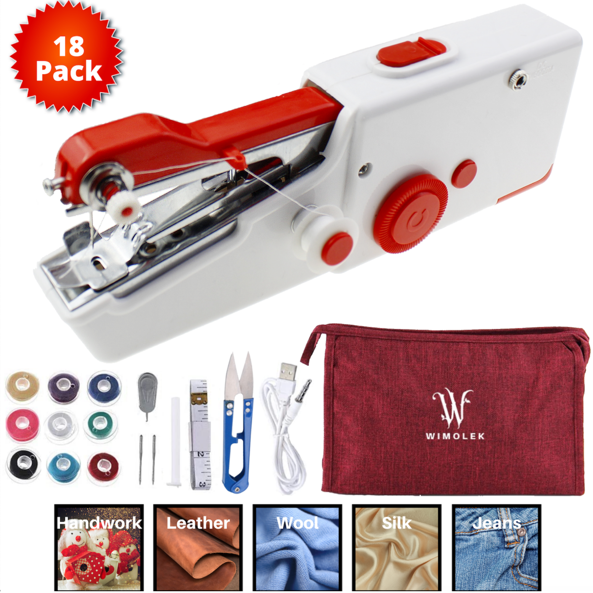 Wimolek Portable Mini Sewing Machine Set with Sewing Accessories and  Carrying Pouch